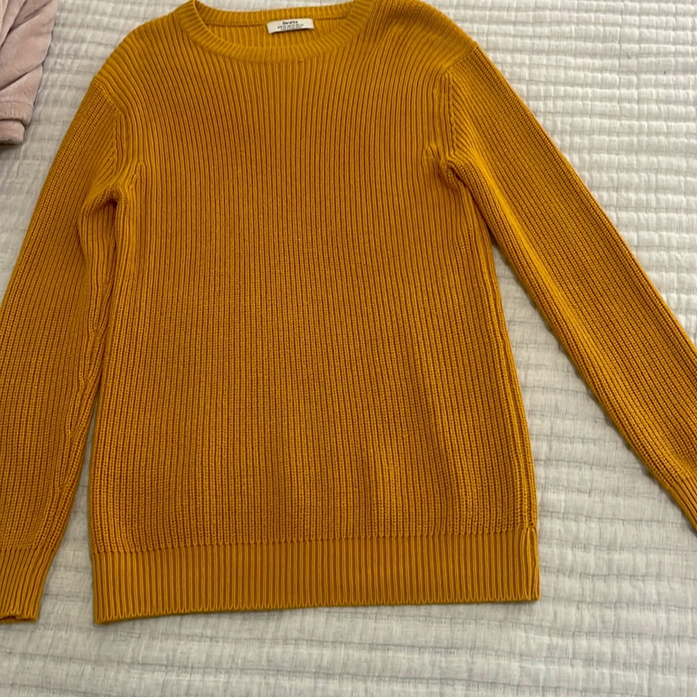 Bershka Orange High Neck Chenille Sweater, XS oversized